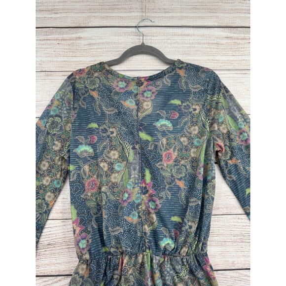 prAna Keoki Tunic Dress Coverup Women's Size Small Blue/Yellow - Picture 4 of 12